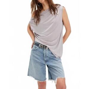 Free People Draped Sleeveless Tunic in Light Gray